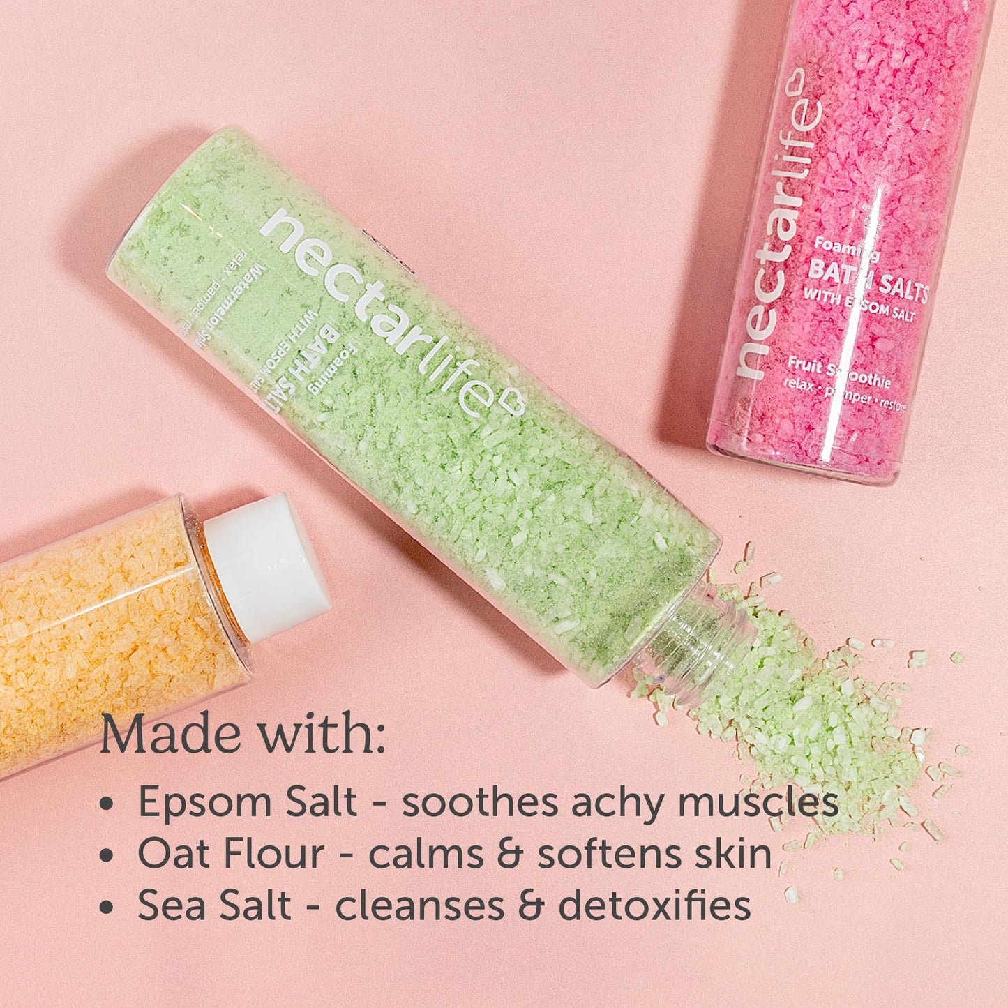 Foaming Bath Salt - Epsom Salts - Peppermint Aromatherapy - 4.6 oz - Moisturizing - Relaxing - Vegan - Paraben Free (Ocean Breeze)