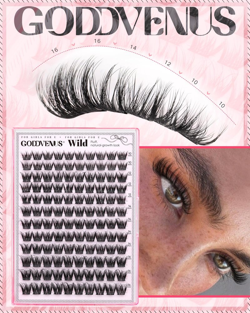 Goddvenus Fluffy Eye Lash Clusters Wispy Eyelash Clusters, D Curl Cluster Eyelash Extensions Natural Individual Lashes 120pcs, 10-16mm False Eyelashes for DIY Lash Extensions