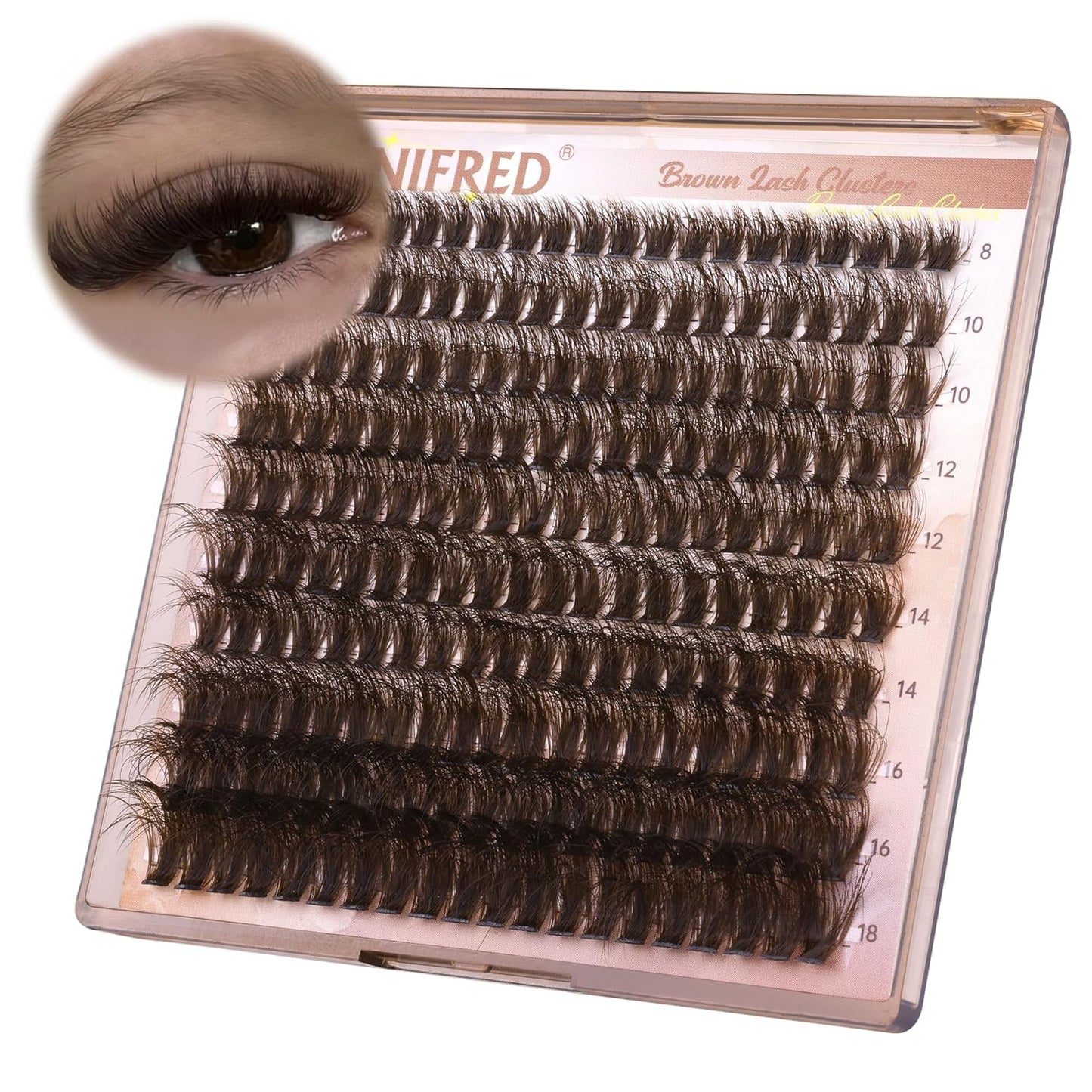Winifred Brown Lash Clusters - Dark Brown Wispy Thick Volume Eyelash Extensions | 80D, 8-18mm