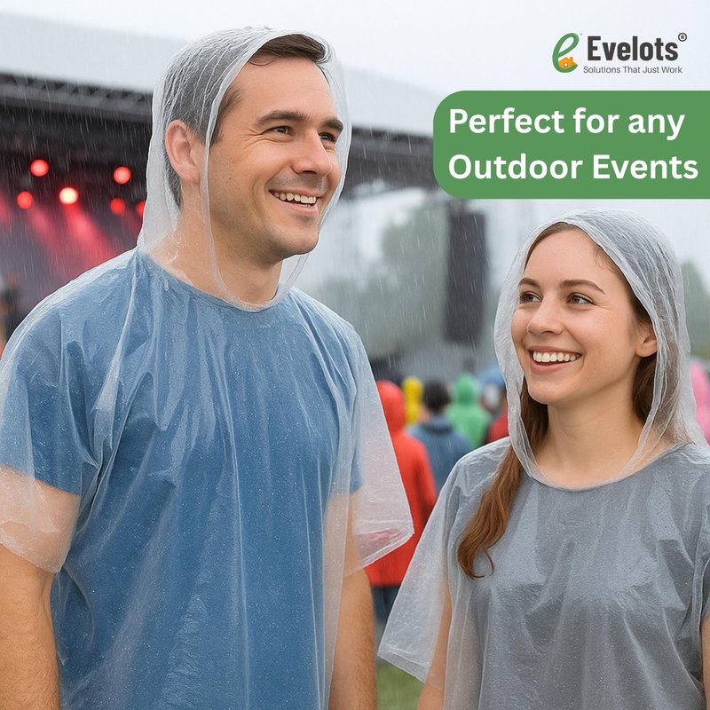 Evelots Rain Poncho for Adults - Disposable Clear Raincoat with Hood - 20 Pack, Unisex, Lightweight & Waterproof for Camping, Travel, Emergencies – Clear