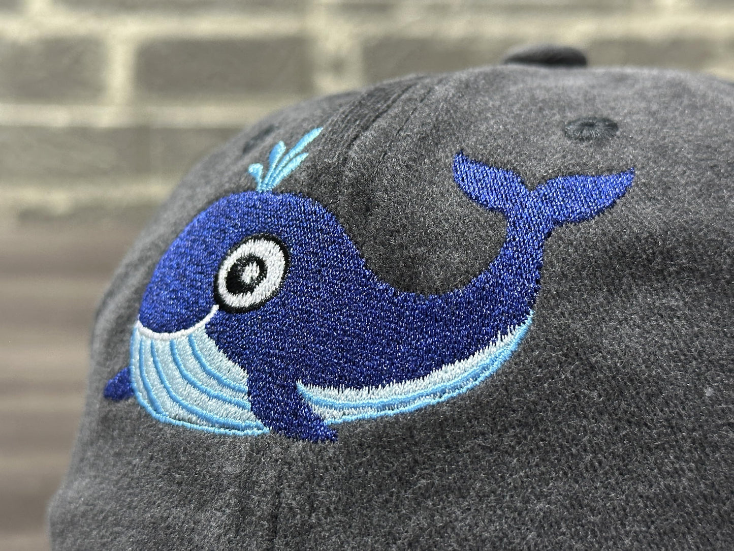 Horpe Whale Fish Baseball Cap for Kid, Ocean Animal Themed Gift for Child, Sea Creature Hat for Boys and Girls, Adjustable Embroidered Washed Black Hat