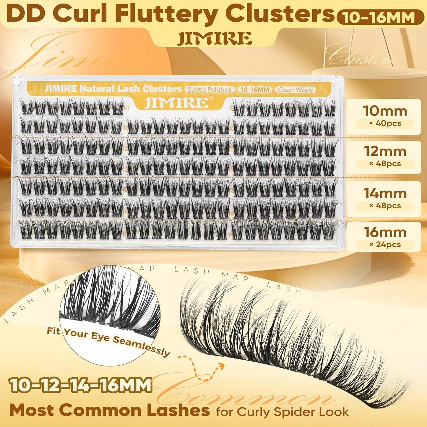 Spider Lash Clusters - Wispy Natural Eyelash Extensions | Fluffy CC Curly Lashes 10-16MM, 160 Pcs for Stunning Makeup