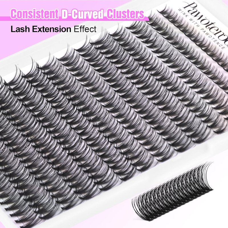 Pawotence 30D Cluster Eyelash Extensions - Natural Wispy Individual Lashes | 280pcs, 8-15mm