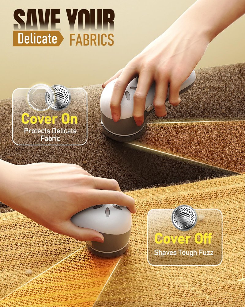 POPCHOSE Fabric Shaver, Lint Shaver for Clothes, Sweater Shavers to Remove Pilling, Lint Remover with 6-Leaf Blades, Clothes Shaver for Clothing, Couch, Furniture, Fuzz, Lint Ball, Battery Operated