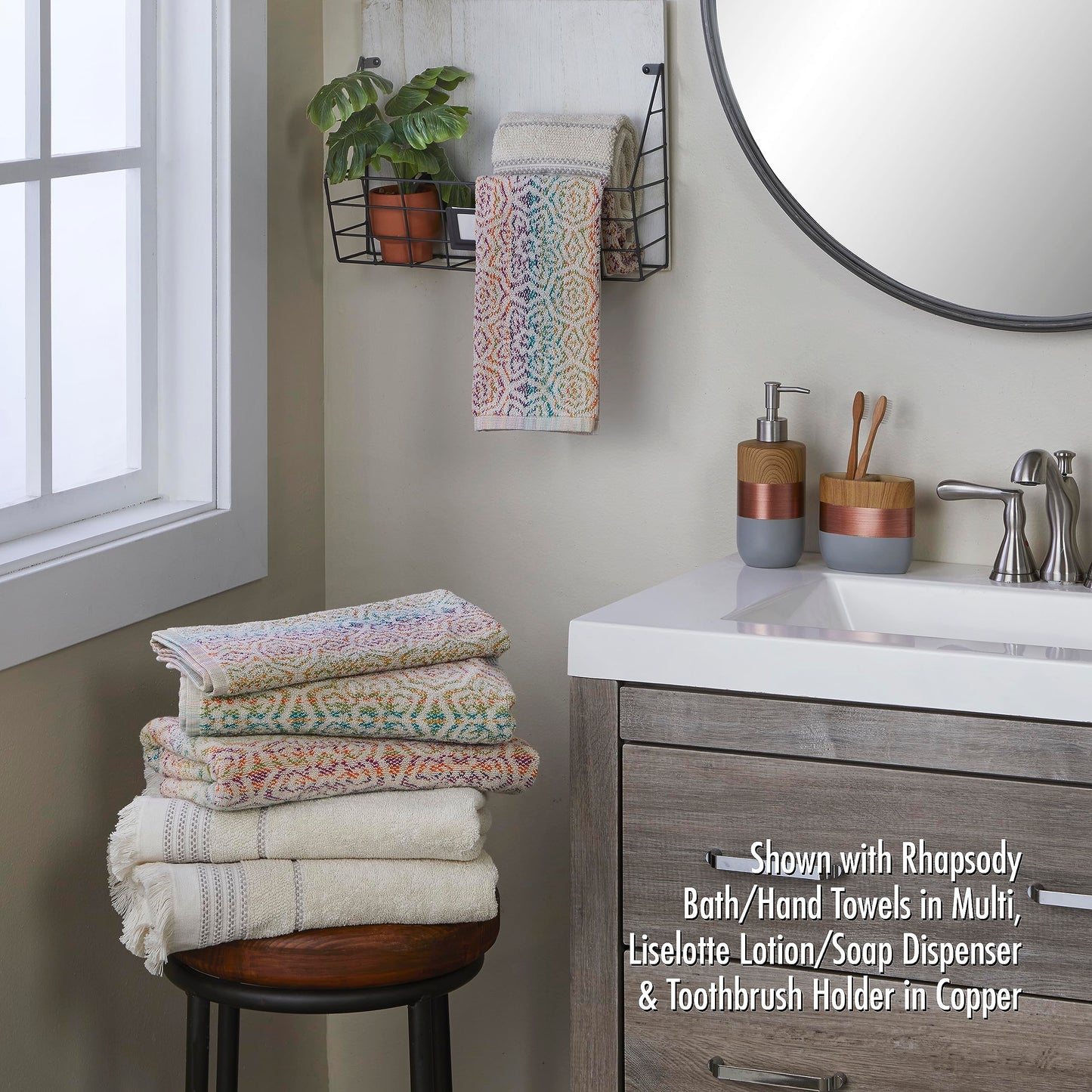 SKL Home Jude Fringe 100% Turkish Cotton Towel, Hand Towe Set, Taupe 2 Count