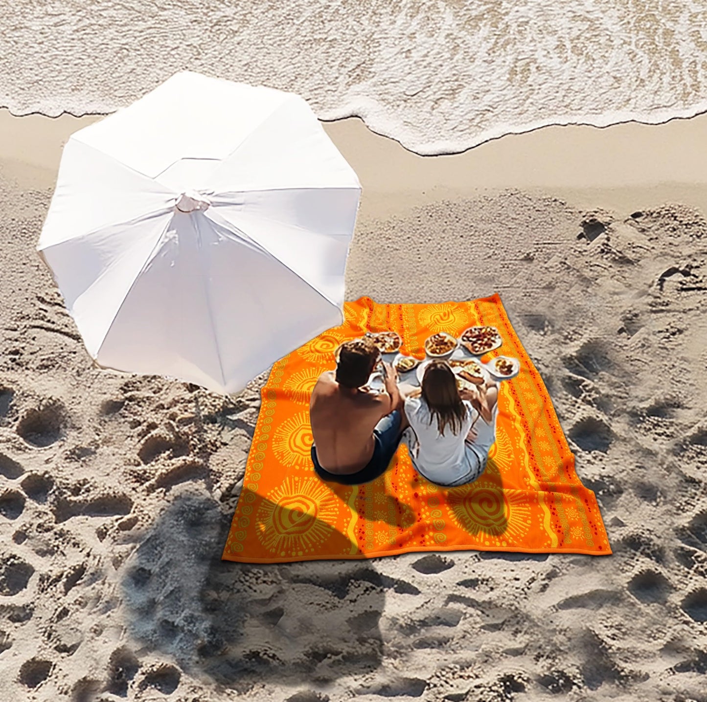 COTTON CRAFT Oversized Beach Towel for Two - 58x68 - Pure Cotton Jacquard Velour Extra Wide XL Beach Blanket Towel - Big & Huge Pool Bath 450 GSM Thick Plush Super Soft Luxury - Sunshine Orange Yellow