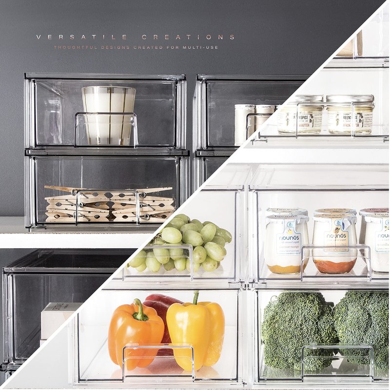 BINO | Stackable Storage Drawers, Small - Clear | THE CRATE COLLECTION | Storage Bins With Drawers | Bathroom Organizers | Under Sink Organizer | Vanity Cabinet Home Organization