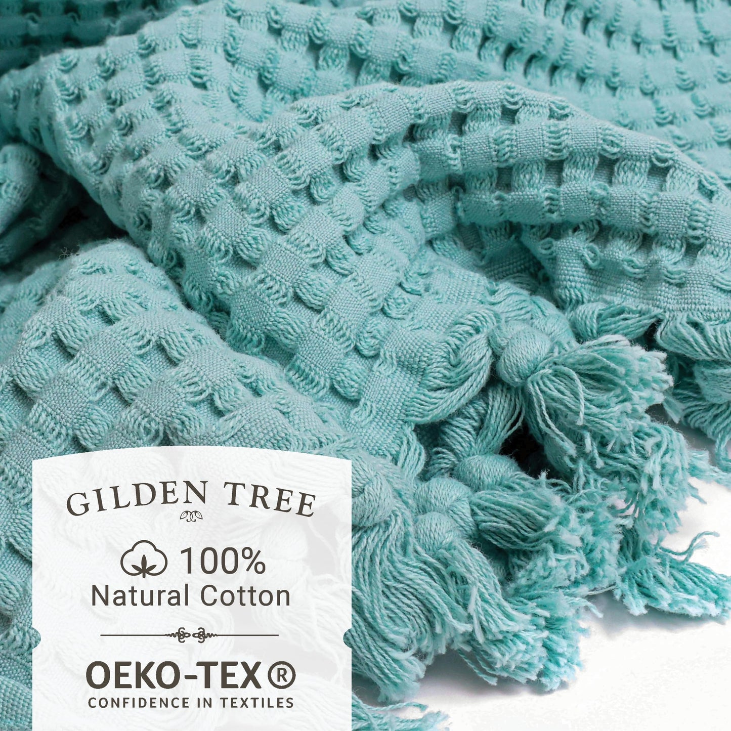 GILDEN TREE Decorative Waffle Hand Towels for Bathroom, 20x35 Large, Quick Drying Fingertip Towel, 2 Pack, Modern Style (Seafoam)