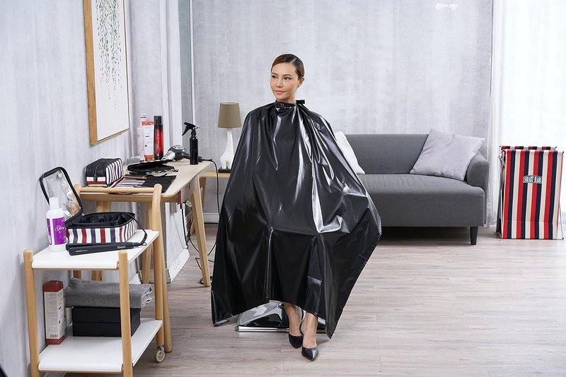 Professional Salon Cape - Waterproof Black Polyester Barber Cape | 54"x62" Size