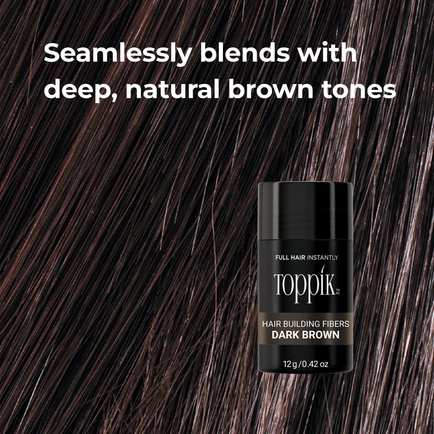 Toppik Hair Building Fibers, Dark Brown, 55g Fill In Fine or Thinning Hair, Instantly Thicker, Fuller Looking, 9 Shades for Men & Women, Keratin Protein Formula