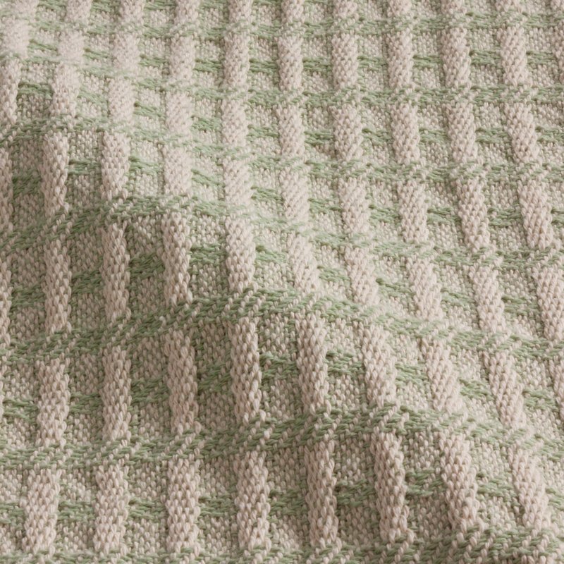 Harmony Cotton Spa and Massage Table Blanket by Body Linen. 100% Cotton, 66 by 90 Inches. Soft, Warm and Stylish. Machine Washable. Two Tone Knit Pattern, Sage and Natural.