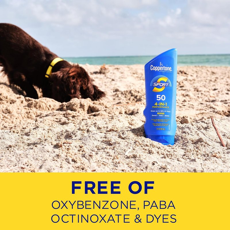 Coppertone Sport Sunscreen Lotion - Broad Spectrum SPF 50 | 7 Fl Oz, Pack of 2