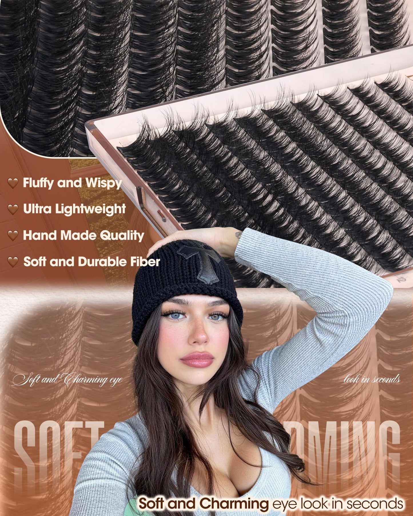 Wispy Lash Clusters Fluffy Cluster Eyelash Extensions Natural Eyelash Clusters 8-14mm Short Lash Clusters C Curl Cluster Lashes Extensions DIY Fairy Individual Lashes by Delyneph