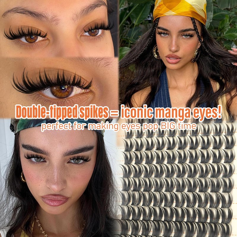 Bunny Lash Clusters Manga Eyelash Clusters Wispy False Eyelashes Clusters D-Curly Individual Lashes Extension 10-18mm Cluster Eyelash Extensions Lightweight Lashes Clusters DIY Cat Eye Open Eye Looks