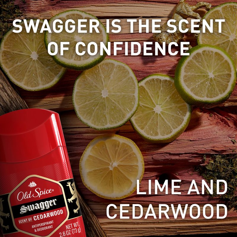 Old Spice Antiperspirant Deodorant for Men, 24/7 Sweat & Odor Protection, 24/7 Lasting Freshness, Invisible Solid, Swagger with Cedarwood Scent, 3.4 oz