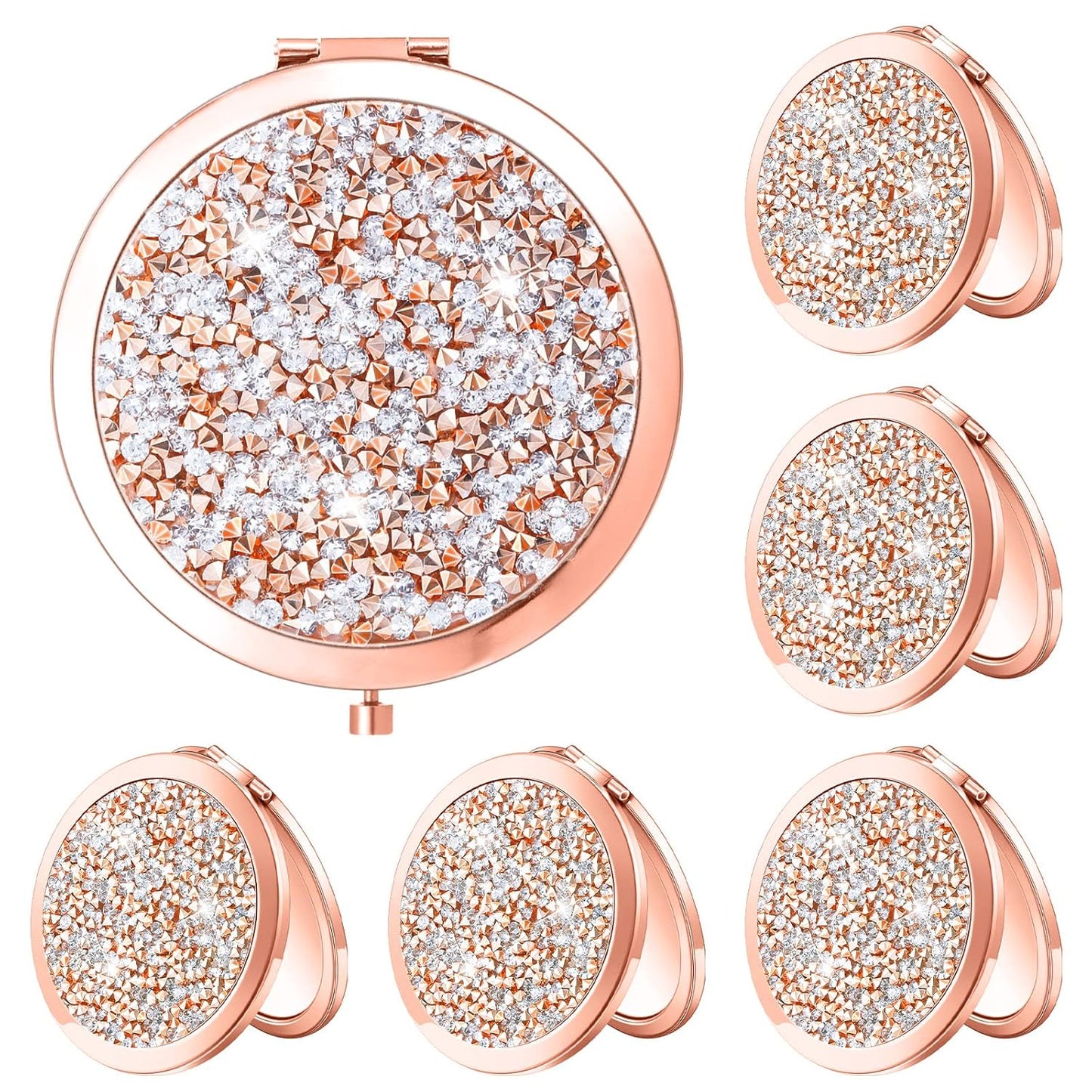 Yulejo 6 Pieces Compact Mirror Bulk Mini Pocket Mirror for Purse Gift Wedding Makeup Small Portable Magnifying Cosmetic for Travel Pocket 2.75 Inch Round Folding for Women Mom Baby Shower Bridesmaid