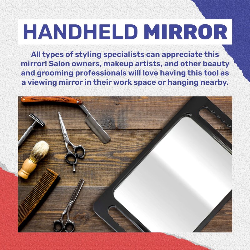BarberMate® Plastic Tray Mirror with Handles for Barbers and Stylists