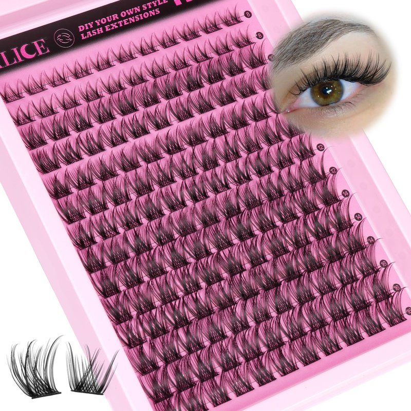 ALICE Lash Clusters Eyelash Clusters - Wispy Volume Eyelash Extensions with Spikes - 228pcs 10-18mm 100D Waterproof Individual Lashes for Dramatic Look and Customizable Styles