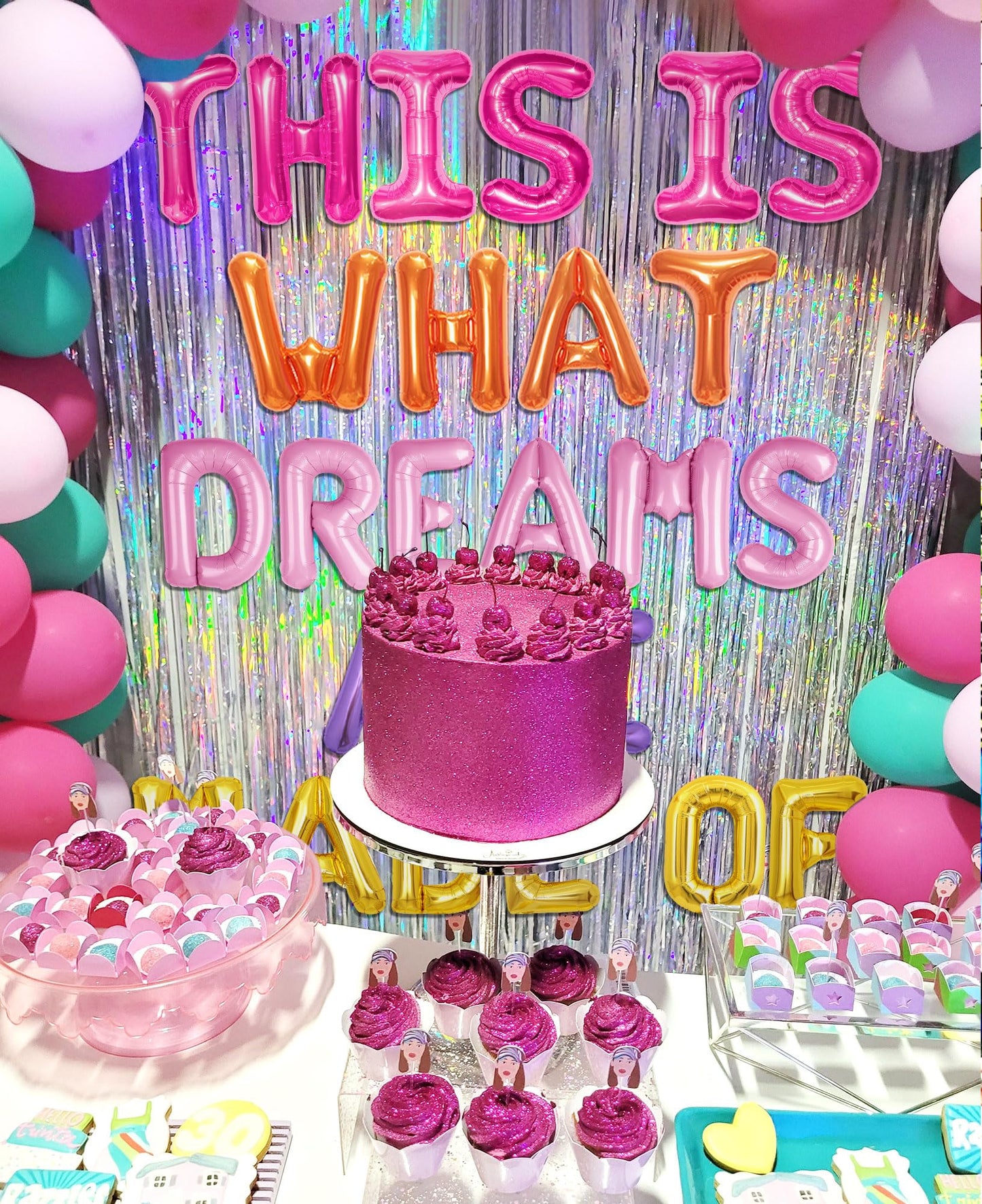 Y2K Party Decorations This Is What Dreams Are Made of Banner for Teenage Dream Banner 2000s Baby Party Decoration Y2K 2000s Pink Party Decorations with Latex Balloons
