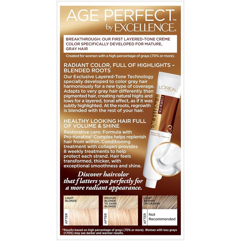 L'Oreal Paris Age Perfect Hair Color - 9N Light Natural Blonde | Permanent Formula, 1 Kit