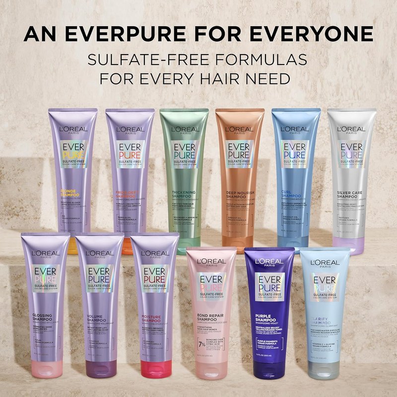 L'Oreal Paris EverPure Sulfate Free Shampoo & Conditioner Set - Lightweight Anti-Frizz Care with Coconut Oil | 8.5 Fl Oz