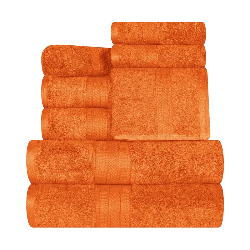 Superior Long Staple 100% Combed Cotton 700GSM 8-Piece Solid Towel Set for Bathroom, Shower-Super Soft, Plush, Assorted 8-Piece Towels, 4 Face/Washcloths, 2 Hand Towels, 2 Bath Towels, Sandstone