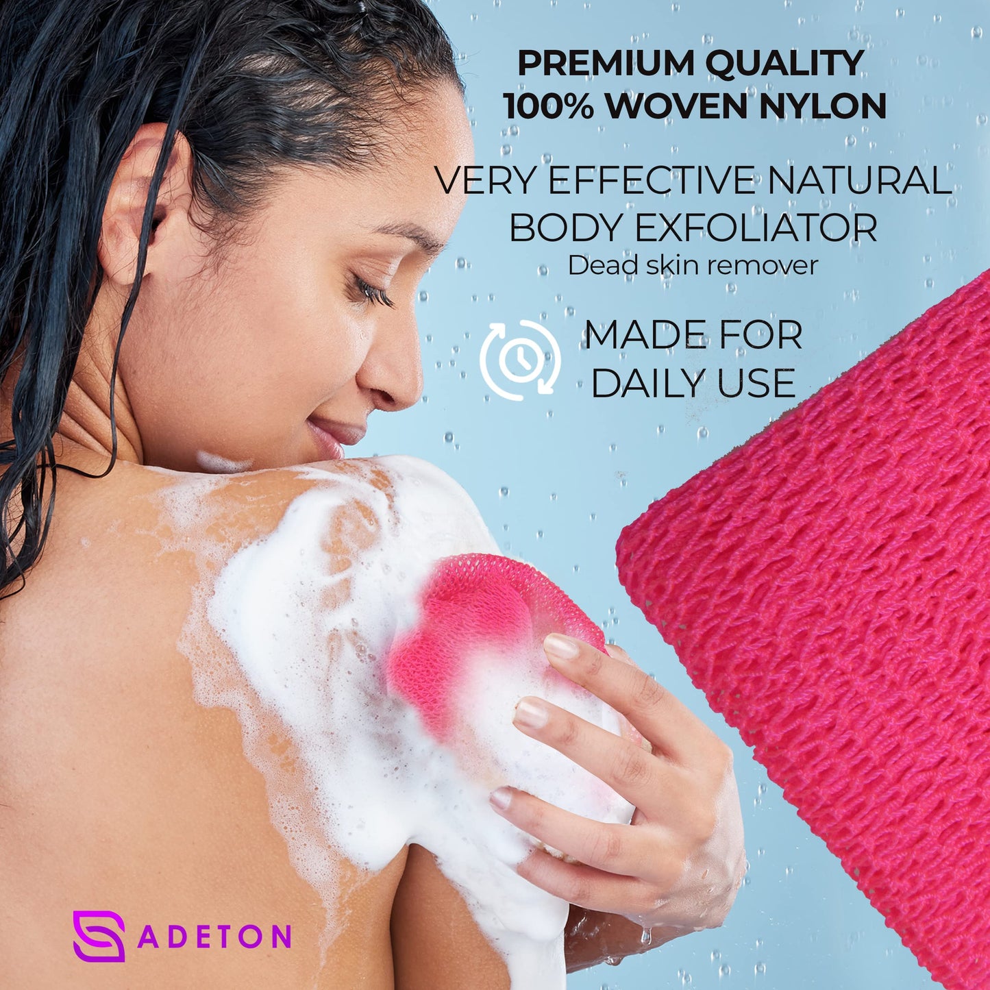 African Net Sponge Authentic, Exfoliating Bath Net Cloth, Real Knotted African Wash Net, Black Owned Sapo Afro Body Scrubber, Shower Essential Body Exfoliator, Large Deluxe Version (Pink Large)
