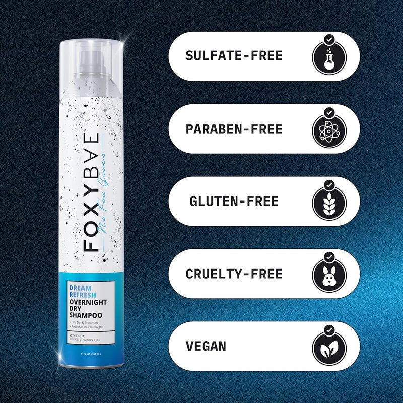 FoxyBae Overnight Dry Shampoo Spray - Biotin & Charcoal Formula for Oily Hair | 7 fl oz