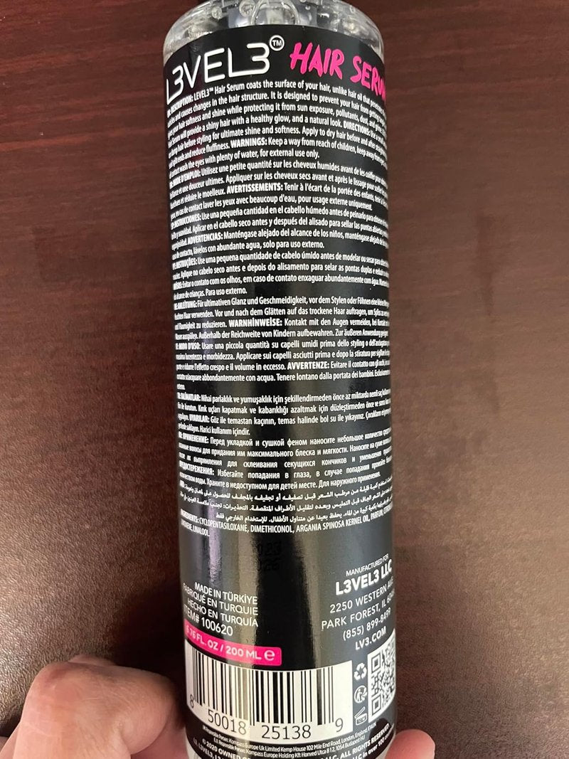 Level 3 Hair Serum - Repair Damaged Hair & Reduce Frizz - Smoothing Treatment for Softness | 3.4 oz