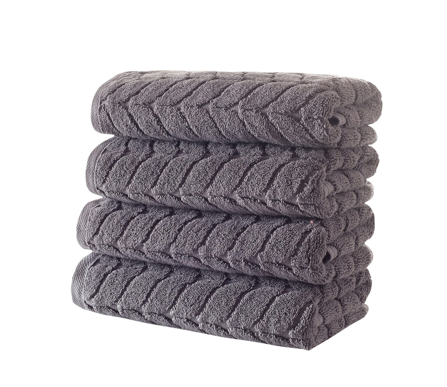 BAGNO MILANO Turkish Cotton Bath Towels, Hand Towels - Soft Plush Jacquard Collection - Highly Absorbent Towel Set (Grey, 4 Pcs Hand Towel Set)