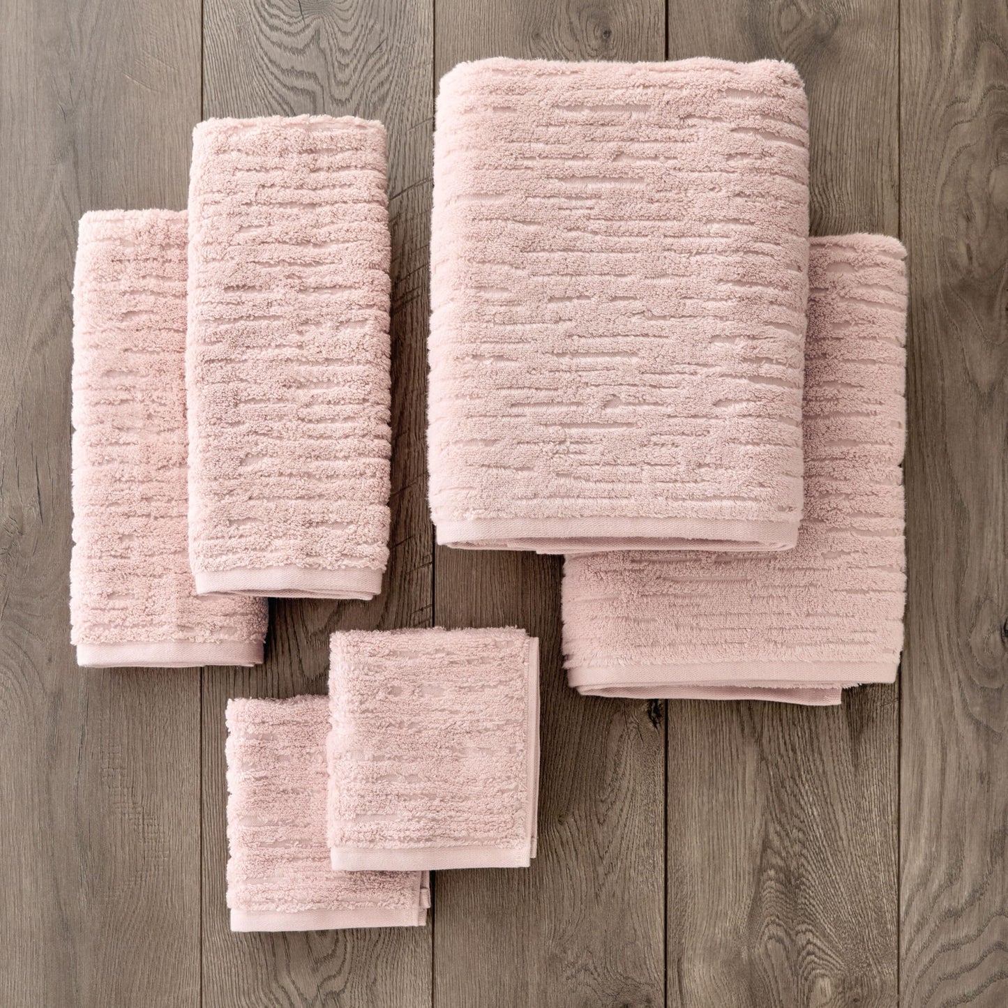 SKL Home CloudSoft 100% Cotton Luxury 6-Piece Towel Set, 600 GSM, Ultra Plush & Absorbent - 2 Bath Towels, 2 Hand Towels, 2 Washcloths, Blush Pink