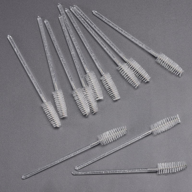 300 Pcs Disposable Mascara Wands, Crystal Spoolies Brush for Eyelash Extensions, Spooly Eyelash Eyebrow Brushes Lash Wand Applicator Makeup Kits (White)