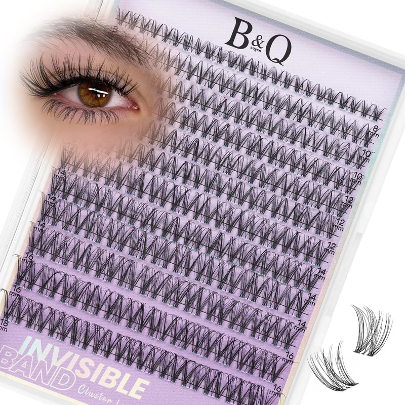 B&Q Venus Lash Clusters Invisible Band False Eyelashes Clusters Natural Cluster Eyelash Extensions Comfortable Individual Lashes Extension DIY Soft Eyelash Clusters （Venus-MIX8-18mm）