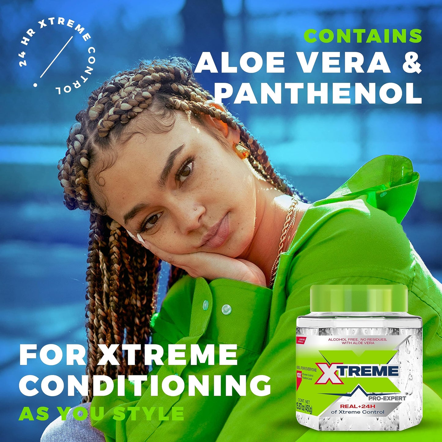 Xtreme Pro-Expert Clear Styling Hair Gel. Alcohol Free, 24-Hours Xtreme Control With Aloe Vera,15.87 Oz jar (Pack of 2)