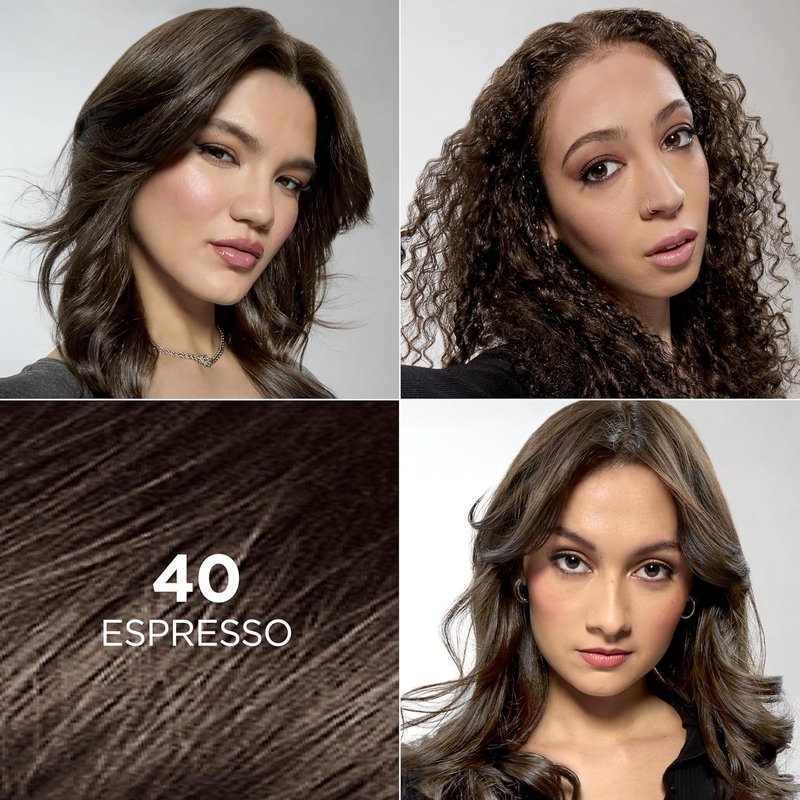 L'Oreal Paris Feria Hair Color - Multi-Faceted Shimmering Permanent Dye, 40 Espresso, 1 Kit