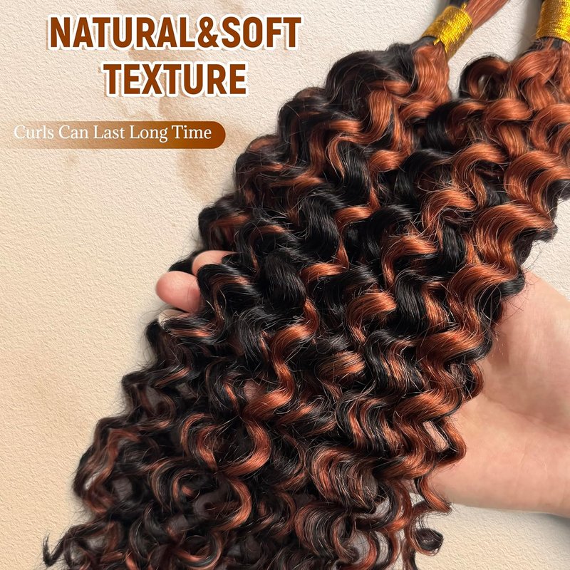 Ombre Water Wave Braiding Hair Extensions - 2 Bundles, 18 Inch, Highlight Curly Boho Braids