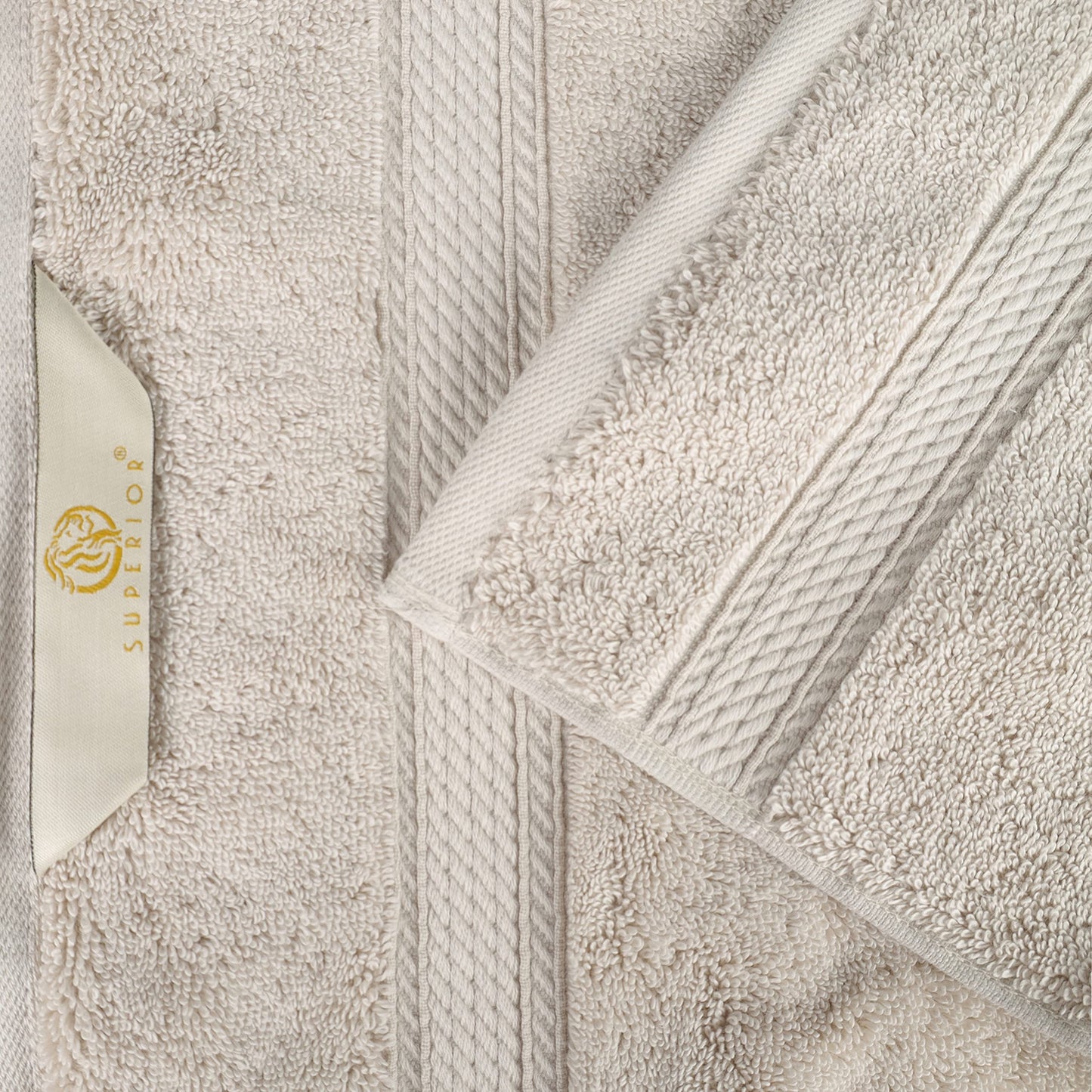 SUPERIOR Egyptian Cotton Pile Heavyweight Bath Sheet, 2 Piece Set, Stone