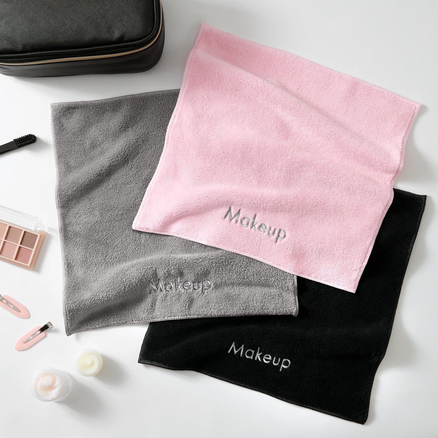 Arkwright Makeup Remover Cloths 6 Pack - Microfiber Coral Fleece Face Towels, Ultra Soft Reusable Washcloths, Gentle Facial Cleansing for Waterproof Makeup, 13 x 13, Pink