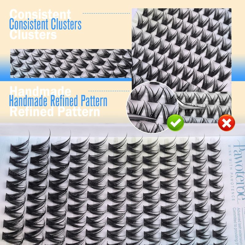 Pawotence Manga Lash Clusters - Wispy Individual Eyelash Extensions 10-16mm for DIY Glam Looks