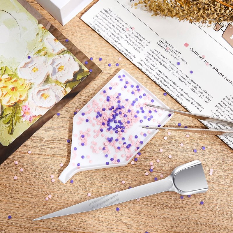 Mudder 20 Pieces Diamond Art Trays and 3 Pieces Bead Scoop Rhinestone Diamond Tweezers for Jewelry Making Gems Crystals Accessories and Tools for DIY Crafts