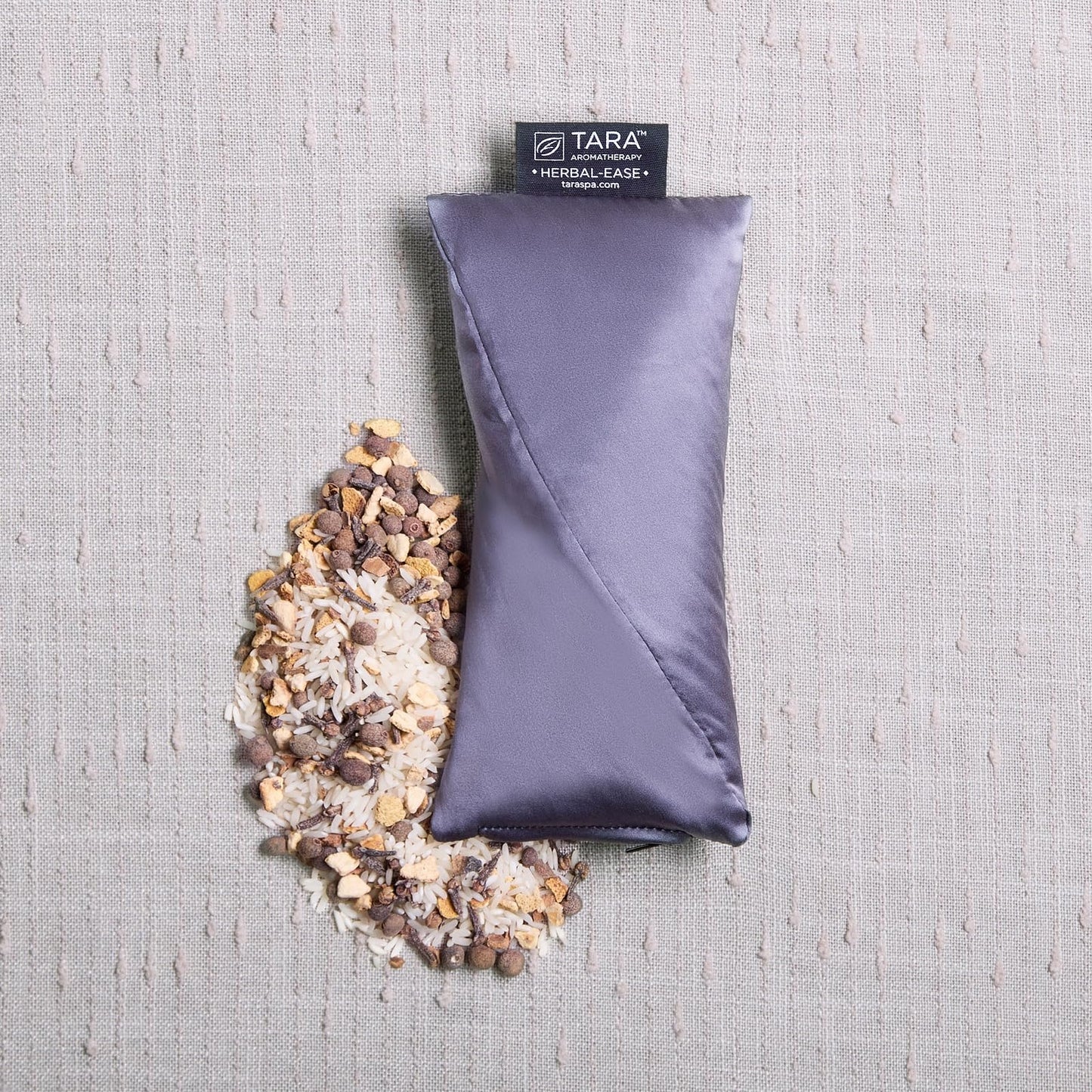TARA Spa Therapy Herbal-Ease Aromatherapy Pillow Gift Bag Set, Neck + Silk Eye Pillow, Slate Gray