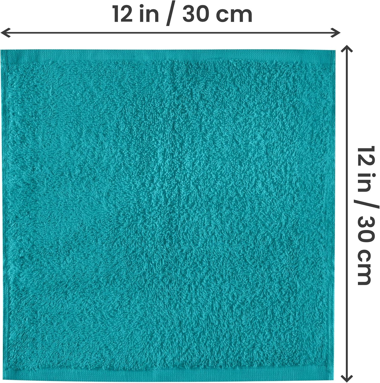 Utopia Towels 24-Pack Cotton Washcloths Set - Premium 100% Ring Spun Cotton, Highly Absorbent, Turquoise