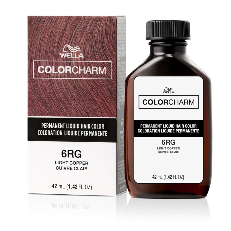 COLORCHARM Permanent Liquid Hair Color | 6RG Light Copper | Up to 100% Gray Coverage | 1.42 Fl Oz