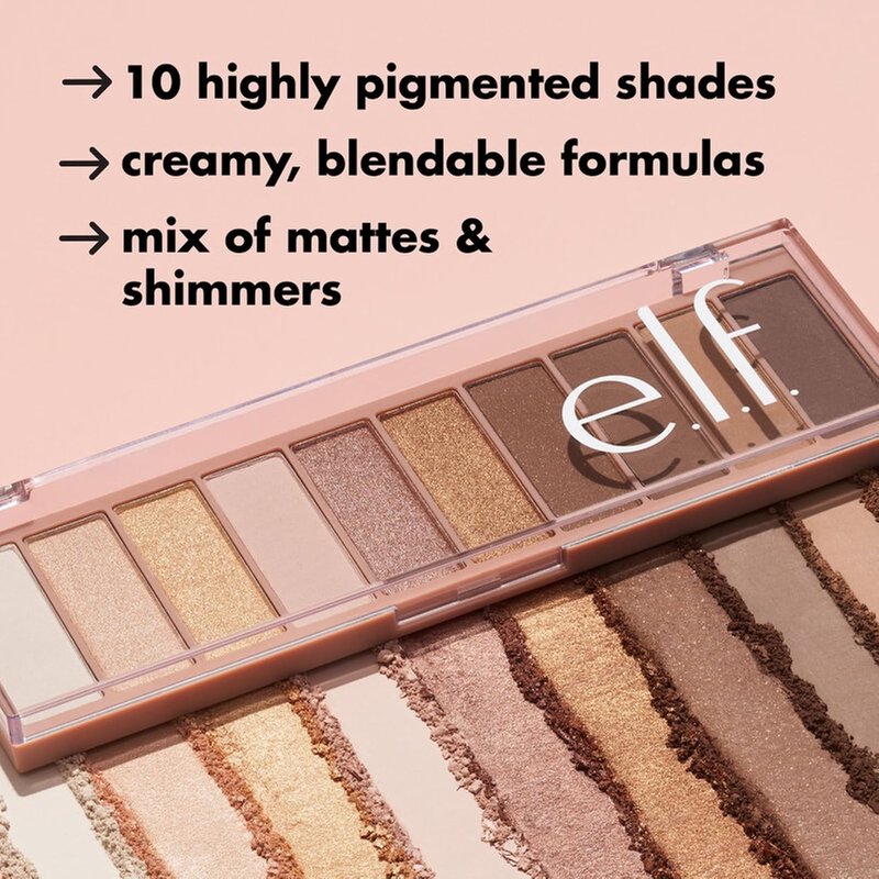 e.l.f. Perfect 10 Eyeshadow Palette - Ten Ultra-Pigmented Nude Shades | Blendable Vegan Formula