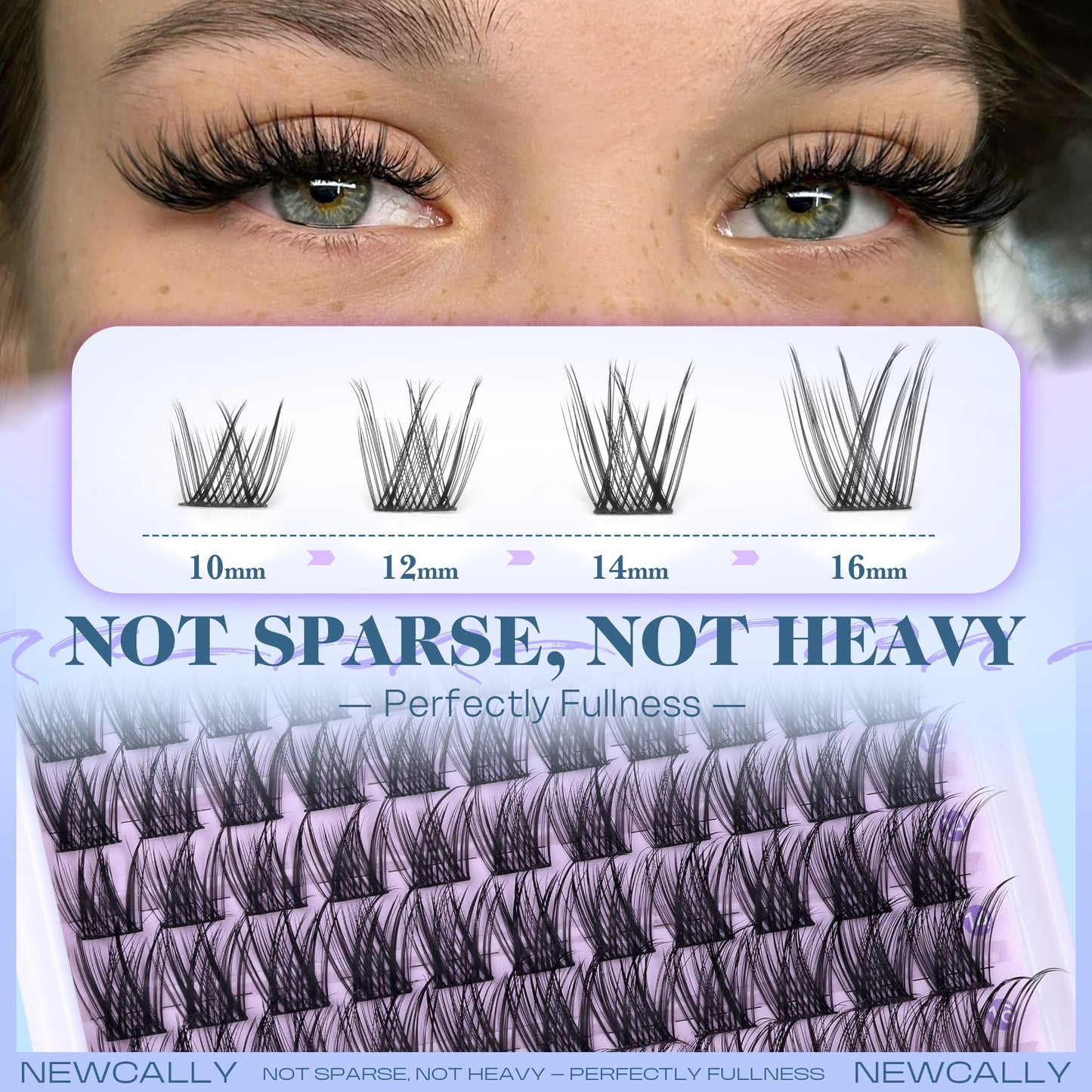 Wispy Lash Clusters Natural Look Cluster Eyelash Extensions 3D Look Eyelash Clusters CD-curly 10-16MM DIY Lash Extension at Home Easy to Use Individual Lashes Clean Eye Makeup by Newcally