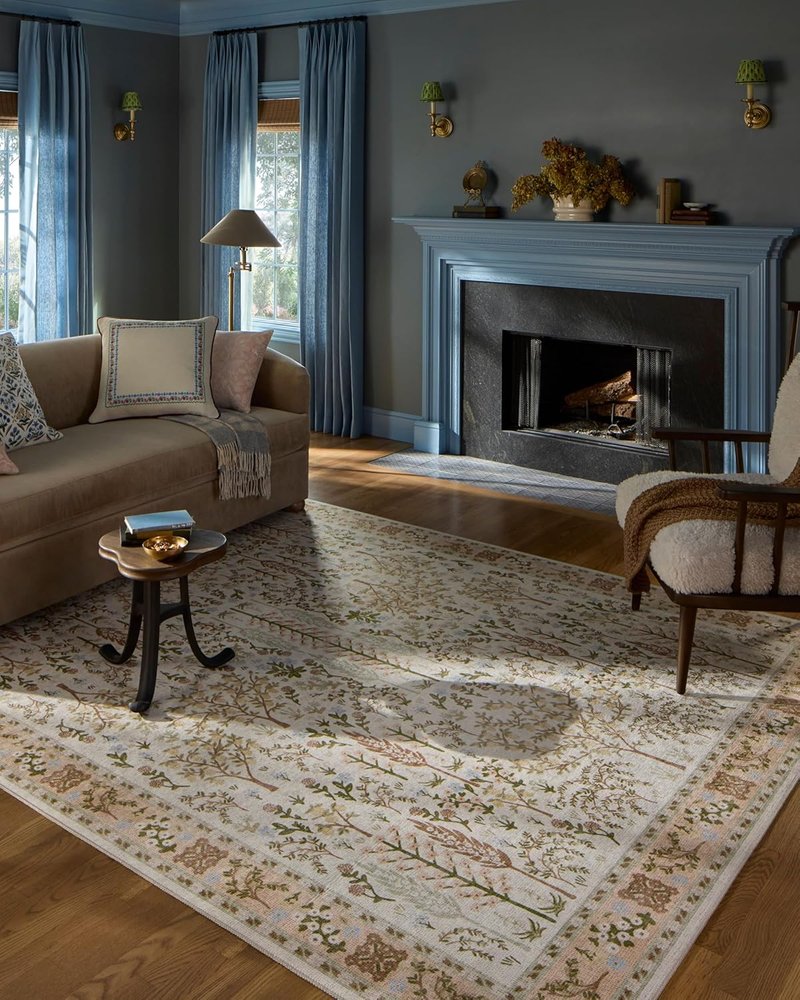 Loloi Rifle Paper Co. Canopy Collection Area Rug - Cream 6' x 9' for Stylish Home Décor