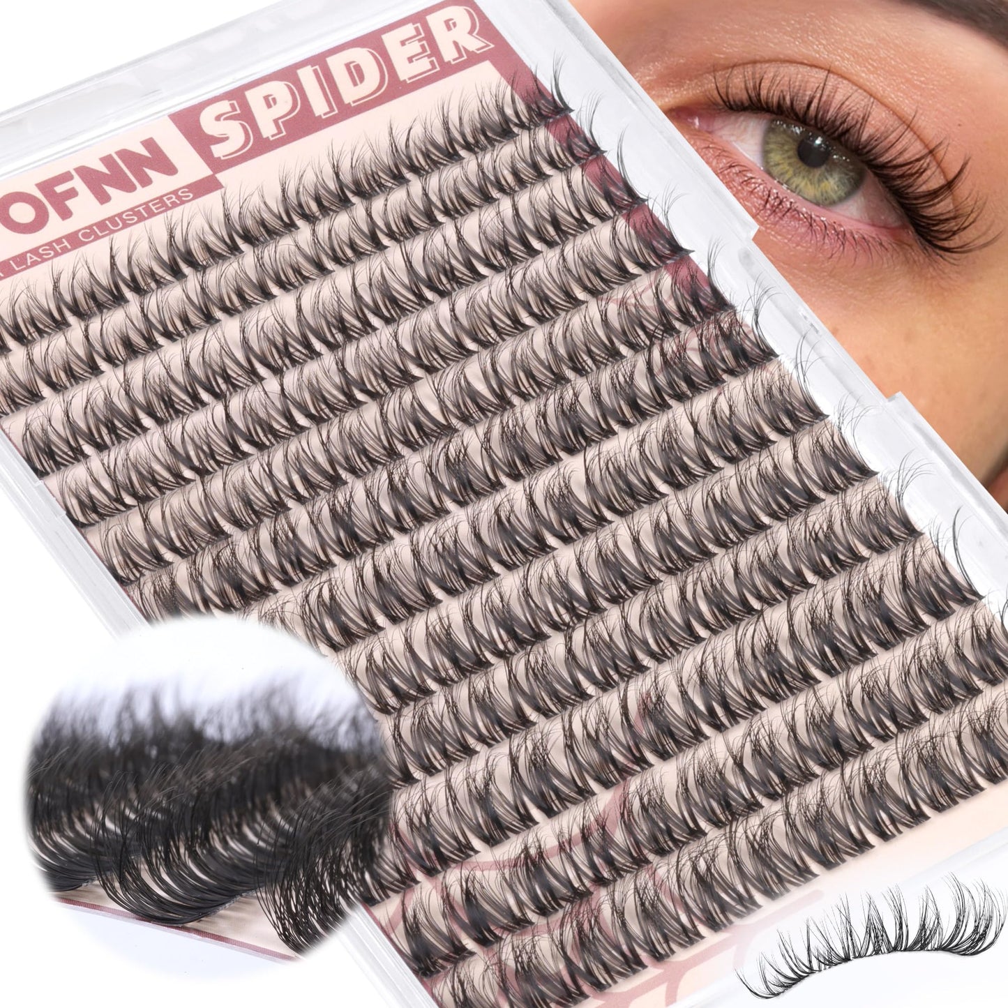 Spider Lash Clusters Wispy Eyelash Clusters Natural Lashes Clusters Fluffy Cluster Eyelash Extensions DD Curl Breeze Individual Lashes 10-16mm Lash Extensions with Invisible Band by Eefofnn