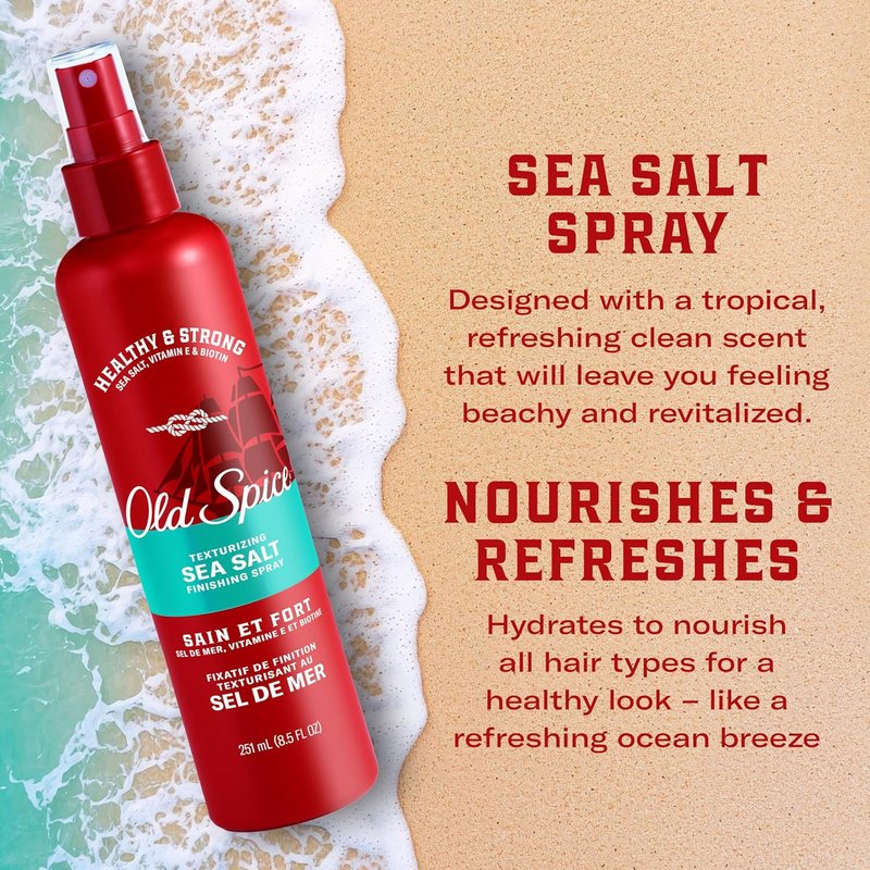 Old Spice Sea Salt Hair Spray - Texturizing Finishing Spray for All Hair Types | Medium Hold, 8.5 fl oz