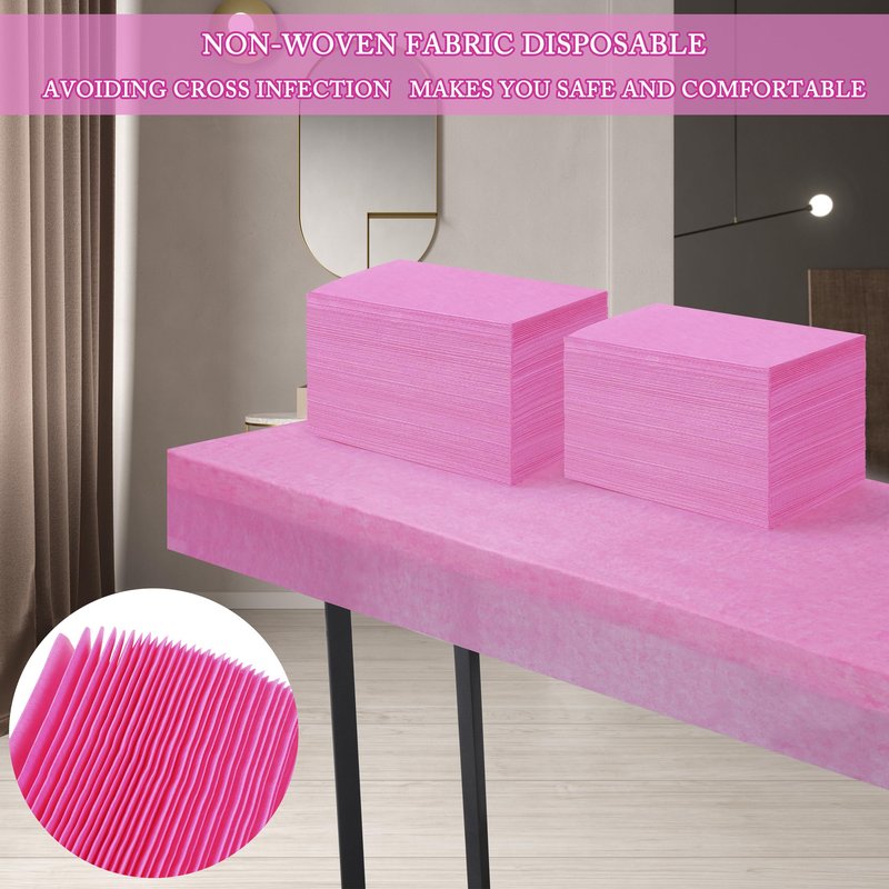 Disposable Bed Sheets 200 Pcs 31" x 71" Massage Table Sheets Non Woven Fabric SPA Bed Cover Breathable for Massage Beauty Tattoos(Pink)