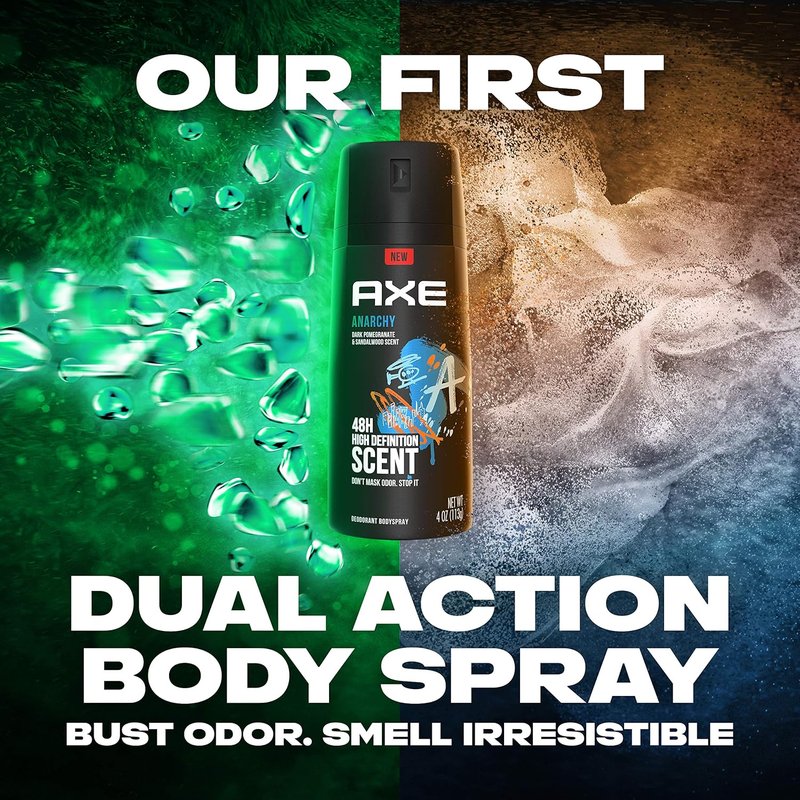 AXE Body Spray for Men - Anarchy Scent | 4 oz Size, Pack of 6 for Long-Lasting Freshness